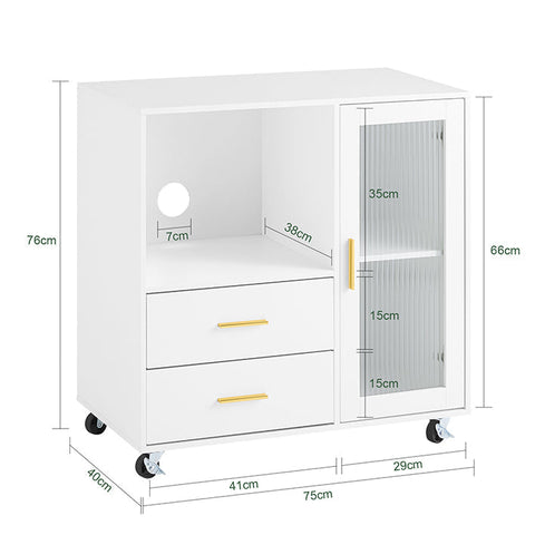 Rootz Kitchen Cabinet - Storage Unit - Elegant Organizer - Glass Doors - MDF Material - 75x76x40cm