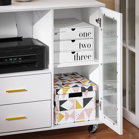 Rootz Kitchen Cabinet - Storage Unit - Elegant Organizer - Glass Doors - MDF Material - 75x76x40cm