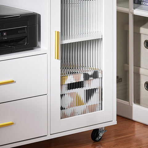 Rootz Kitchen Cabinet - Storage Unit - Elegant Organizer - Glass Doors - MDF Material - 75x76x40cm