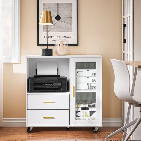 Rootz Kitchen Cabinet - Storage Unit - Elegant Organizer - Glass Doors - MDF Material - 75x76x40cm