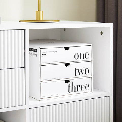 Rootz White Cabinet - Storage Solution - Organizer Unit - Luxurious Design - 80x75x40cm - MDF & Metal - Spacious Drawers and Compartments