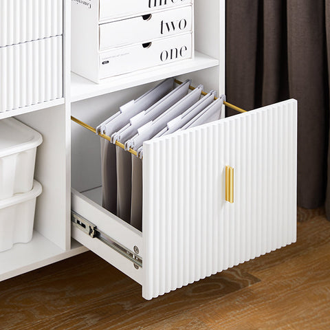 Rootz White Cabinet - Storage Solution - Organizer Unit - Luxurious Design - 80x75x40cm - MDF & Metal - Spacious Drawers and Compartments