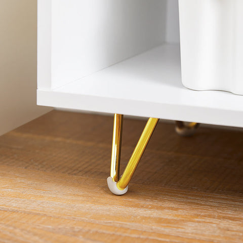 Rootz White Cabinet - Storage Solution - Organizer Unit - Luxurious Design - 80x75x40cm - MDF & Metal - Spacious Drawers and Compartments