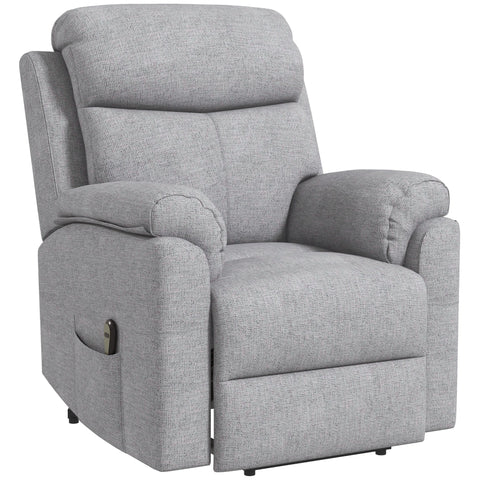 Rootz Grey Electrical Up Armchair - Recliner Chair - Standing Aid Chair - Linen Look - Massaging Comfort - 83cm x 89cm x 102cm