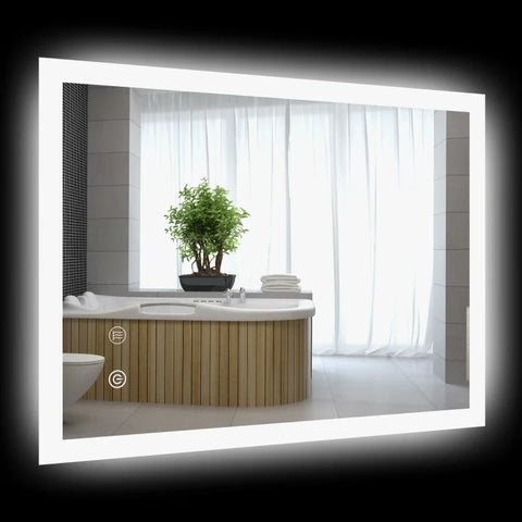 Rootz LED Bathroom Mirror - Backlight - Touch Function - Memory Function - No Fog - Glass - White + Silver - 70 x 50 cm