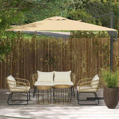 Rootz Freestanding Square Garden Umbrella - 360° Rotatable - Hydraulic Mechanism - Sun Protection - 297cm x 297cm x 264cm