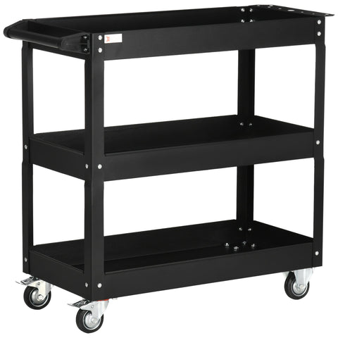 Rootz Steel Workshop Trolley - Rolling Cart - Tool Organizer - Durable Cold-Rolled Steel - 83cm x 35.3cm x 76cm - Max Load 150kg
