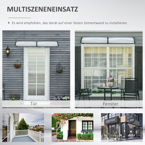Rootz Entryway Canopy - Door Awning - Front Door Canopy - Protects from UV, Rain, Snow - Aluminum Frame - 200cm x 96cm x 27cm