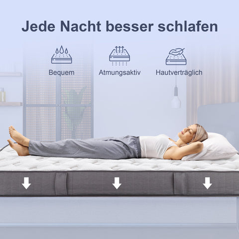 Rootz Mattress - Ergonomic Bed - Sleep Comfort - Pocket Springs - Removable & Washable Cover - 200cm x 90cm x 25.8cm