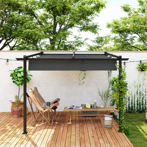 Rootz 3x3m Gazebo Pergola - Windproof Patio Canopy - Adjustable Roof - UV Protection - 297cm x 297cm x 200/230cm - Grey