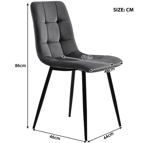Rootz Set of 4 Dining Chairs - Velvet Look Seating - Comfortable Padded Chairs - Ergonomic Design - 44L x 46W x 86H cm