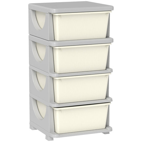 Rootz Kids Storage Boxes - Child-Friendly Drawers - Creamy White - Toy Organizer - 37cm x 37cm x 76cm