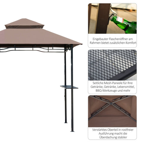 Rootz Barbecue Pavilion - BBQ Shelter - Grill Gazebo - Weather-Resistant - Ample Storage - Easy Assembly - 245cm x 148cm x 252cm - Powder-Coated Steel