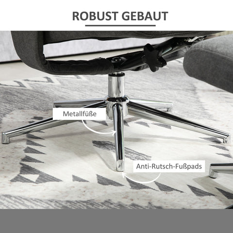 Rootz Relaxation Chair with Stool - Recliner - Lounge Chair - Adjustable Backrest - 78L x 85W x 106H cm