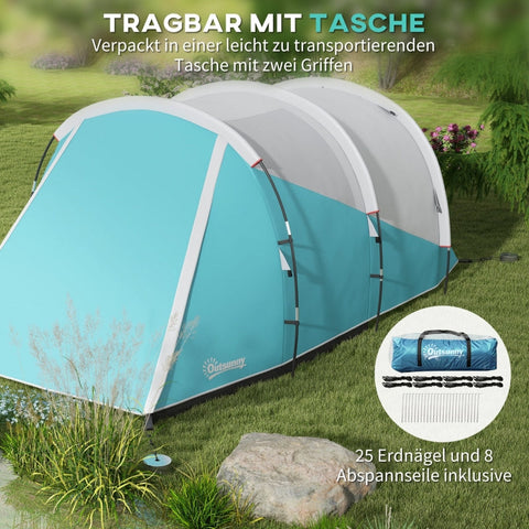 Rootz Camping Tent - Family Tent - Waterproof Shelter - Spacious Design - 460L x 260W x 190H cm - Polyester, PE, Plastic