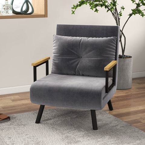 Rootz Relaxation Chair - Scandi Design Recliner - Reading Chair - 5-Level Adjustable Backrest - Extra Cushion - Steel Frame - 63W x 73D x 81H cm