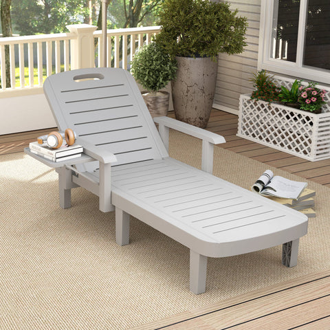 Rootz Sun Lounger Garden Recliner - Deck Chair - Adjustable Lounger - 5 Inclination Heights - 79cm x 158cm x 88cm - Grey