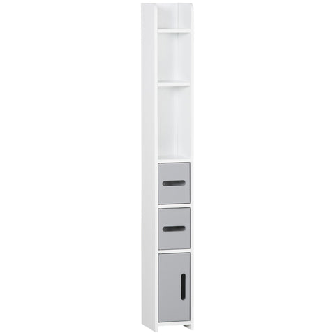 Rootz Tall Bathroom Cabinet - Storage Cabinet - Organizing Shelves - Space-Saving - Grey - 15 x 17 x 120 cm