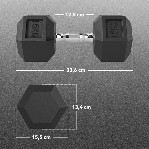 Rootz Cast Iron Dumbbells for Men and Women - Weights - Strength Training - Knuckling Handle - Floor Safe - 2 x 15kg - 33.6cm Length