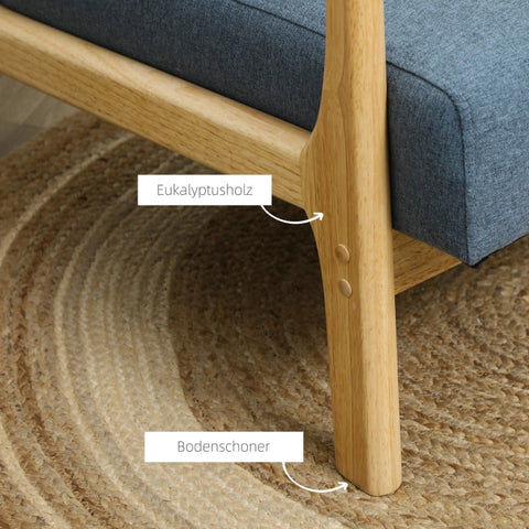 Rootz Scandi Design Armchair - Accent Chair - Lounge Chair - Optimal Comfort - Reliable Stability - Floor Protection - 66cm x 80cm x 77.5cm - Linen & Eucalyptus Wood