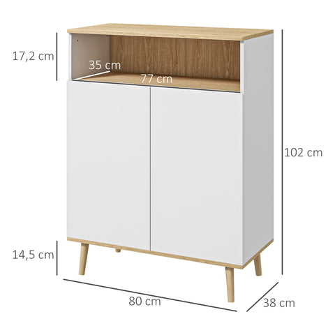 Rootz Scandinavian Storage Unit - Sideboard - 2-Door Cabinet - Space-Saving - 80W x 38D x 102H cm