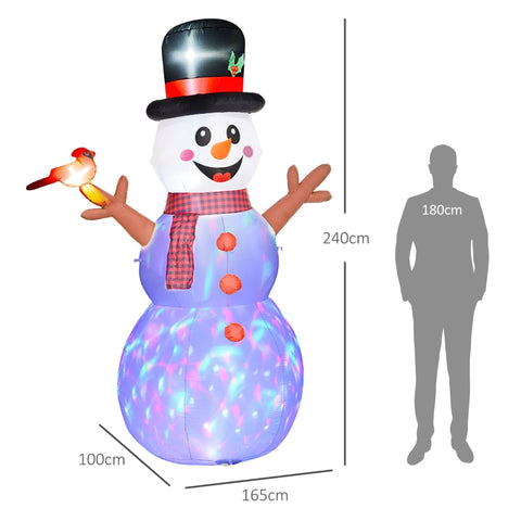 Rootz Inflatable Snowman Christmas Decor - Festive Ornament - Weatherproof Decoration - LED Lit - 165cm x 100cm x 240cm