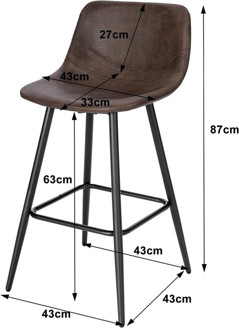 Rootz Vintage Barkruk - Tegenkruk - Verstelbare barstoel - Comfortabel, duurzaam, eenvoudige montage - Kunstleer en metaal - 43 cm x 63 cm x 33 cm