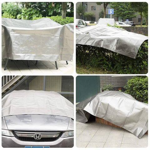 Rootz Waterproof Tarpaulin - Protective Cover - Heavy Duty Tarp - UV Resistant - 4m x 4m - Durable PE Material - Reinforced Corners