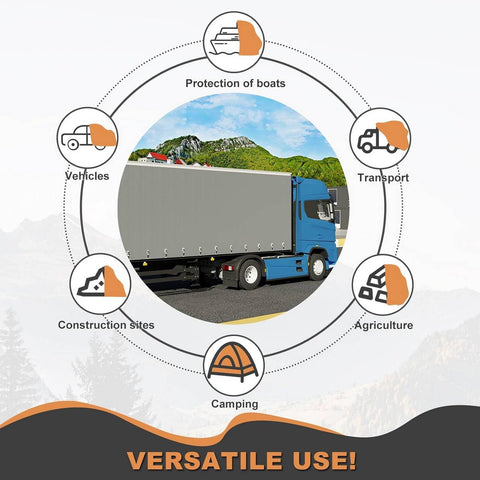 Rootz Waterproof Tarpaulin - Protective Cover - UV-Resistant Sheet - Robust 140 g/m² PE - 4x5m - Grey - Weatherproof & Tear-Resistant