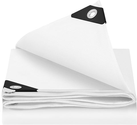 Rootz Waterproof Tarpaulin - Protective Cover - Heavy Duty Tarp - UV Resistant, Tear Proof - 3x4m - White - With Eyelets, 140g/m² - All-Weather Protection