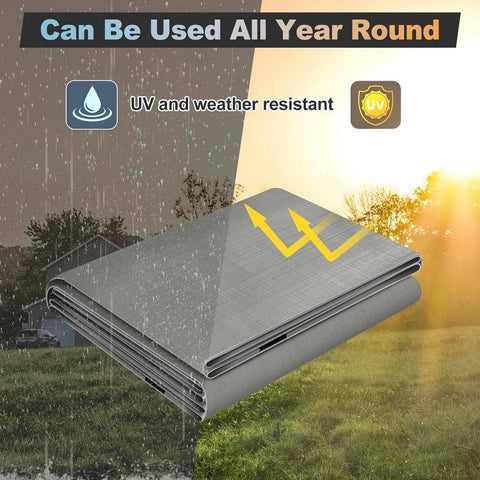 Rootz Waterproof Tarpaulin - Protective Cover - Weatherproof Sheet - UV Stable - 4x5m - Grey - Durable & Tear-Resistant - Outdoor Use