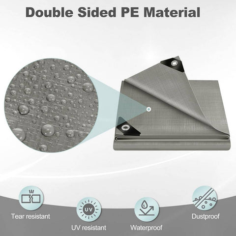 Rootz Waterproof Tarpaulin - Protective Cover - Weatherproof Sheet - UV Stable - 3x5 m - Durable Tarpaulin with Eyelets for Outdoor Protection