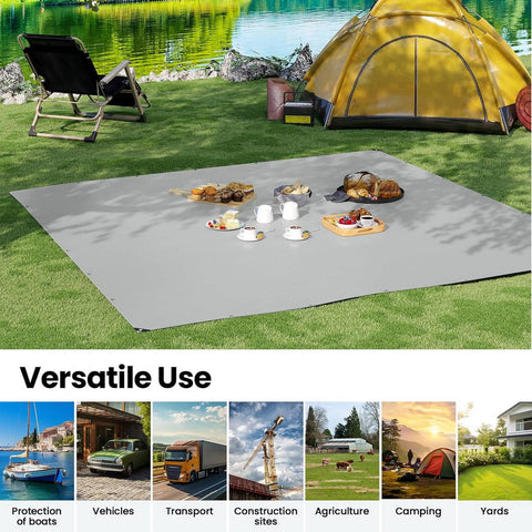 Rootz Waterproof Tarpaulin - Protective Cover - Weatherproof Tarp - Tear-Resistant - 3x4m Grey-Black - Durable Outdoor Protection