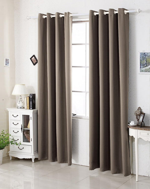 Rootz Thermo Curtains Set - Blackout Drapes - Thermal Insulating Curtains - Energy Saving - 135x225 cm - Brown- 2 Piece Set