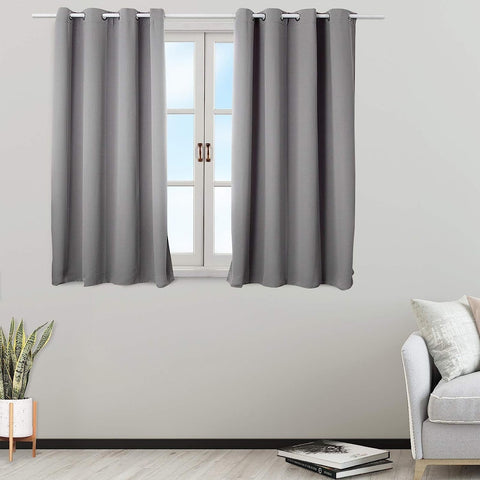 Rootz 2 Piece Set Thermo Curtains - Blackout Panels - Insulating Drapes - Heat & Cold Protection - 117x138 cm Grey