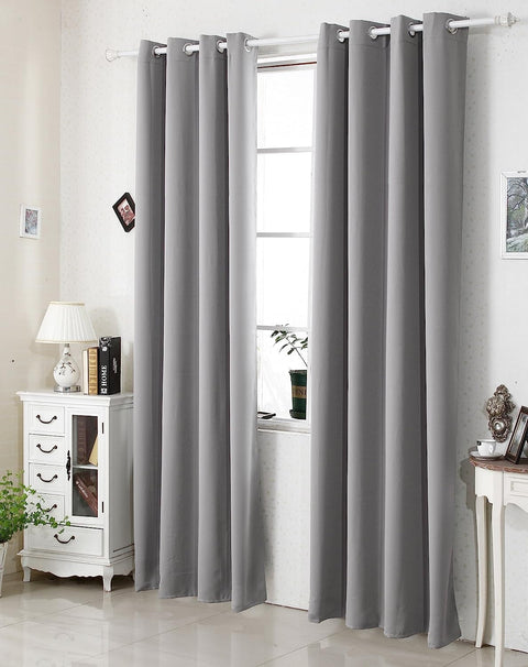 Rootz 2 Piece Set Thermo Curtains - Opaque Heat-Insulating Drapes - Grey Blackout Shades - Energy-Saving - 135x175cm