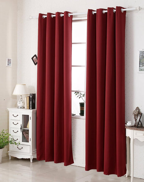 Rootz 2 Piece Thermo Curtains Set - Darkening Drapes - Blackout Fabric - Energy-Saving - 135x225cm Red