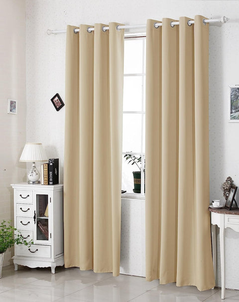 Rootz 2 Piece Set Thermal Curtains - Darkening Curtains - Insulating Drapes - Energy-Saving - 117x138cm, Brown