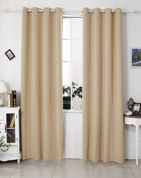 Rootz 2 Piece Set Thermal Curtains - Darkening Curtains - Insulating Drapes - Energy-Saving - 117x138cm, Brown