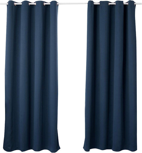 Rootz 2 Piece Set Thermo Curtains - Insulating Curtains - Darkening Curtains - Energy-Saving - 135x225 cm - Blue