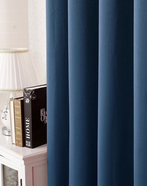 Rootz 2 Piece Set Thermo Curtains - Insulating Curtains - Darkening Curtains - Energy-Saving - 135x225 cm - Blue