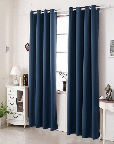 Rootz 2 Piece Set Thermo Curtains - Insulating Curtains - Darkening Curtains - Energy-Saving - 135x225 cm - Blue