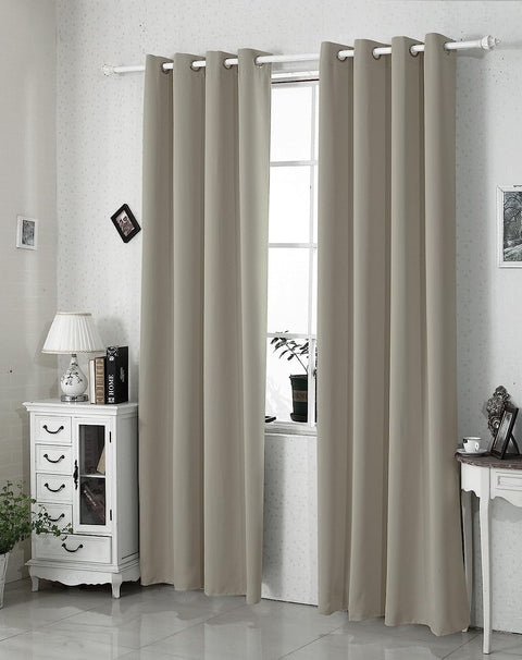 Rootz 2 Set Sand Thermo Curtains - Blackout Curtains - Insulating Curtains - Energy-Saving - 135x225cm