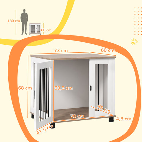 Rootz Dog Cage Side Table - Pet Kennel - Indoor Crate - Elegant Design - 73L x 60W x 68H cm