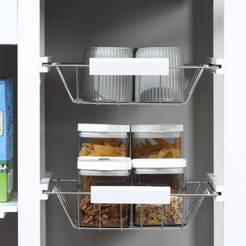 Rootz Kitchen Trolley with Wheels - Serving Trolley - Versatile Cart - Spacious Storage - 92W x 37D x 82H cm - White, Brown