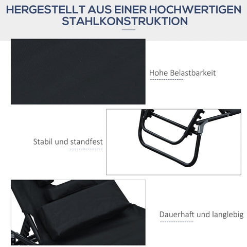 Rootz Opvouwbare balkonligstoel - Ligstoel - Ligstoel - Ultieme ontspanning - Verstelbare rugleuning - Leesvenster - 190 cm x 56 cm x 28 cm - Duurzaam staal