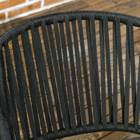 Rootz Garden Chairs - Outdoor Chairs - Set Of 2 - Boho Design - Seat And Back Cushions - Comfortable Seat Shell - Metal Frame - Steel-polyethylene - Dark Gray - 57W x 60D x 71H cm