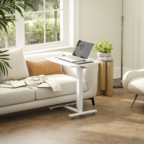 Rootz Steh Desht Height Adjustable Desk - Mobile Laptop Table - Ergonomic Workspace - Sit/Stand Option - White - 65cm x 48cm x 70-110cm
