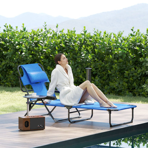 Rootz Sun Lounger - Garden Loungers - Relax Lounger - Weather-Resistant and Foldable - 194cm x 72cm x 31cm - Black + Dark Blue