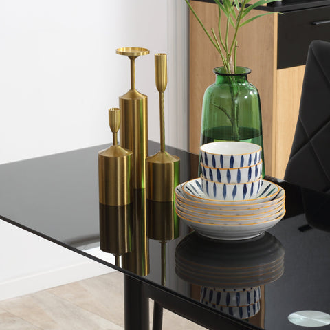 Rootz Dining Table Set with 4 Chairs - Kitchen Table - Glass Dining Set - Space-Saving - 120cm x 60cm x 75cm